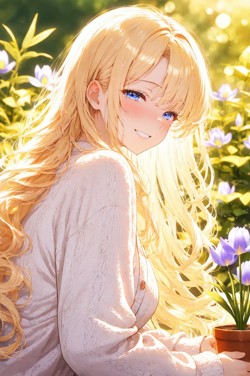 ゆるふわ金髪が笑顔で朝の挨拶を届けるAIイラスト