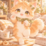 元気いっぱいの茶白猫ヒナ
