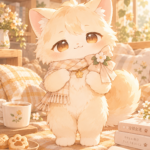 クリーム色の猫ツムギ
