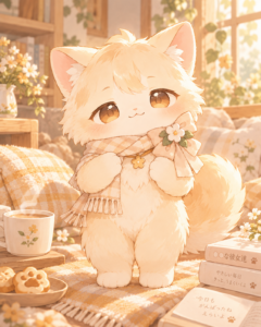 クリーム色の猫ツムギ